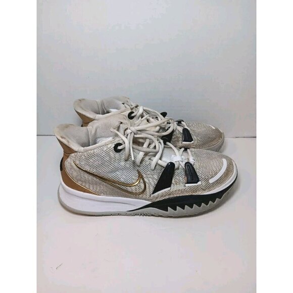 Nike Kyrie 7 Rings White Gold Kyrie Irving Rare Sz 8.5 CQ9326-101 Dirty See Pics - Picture 1 of 7
